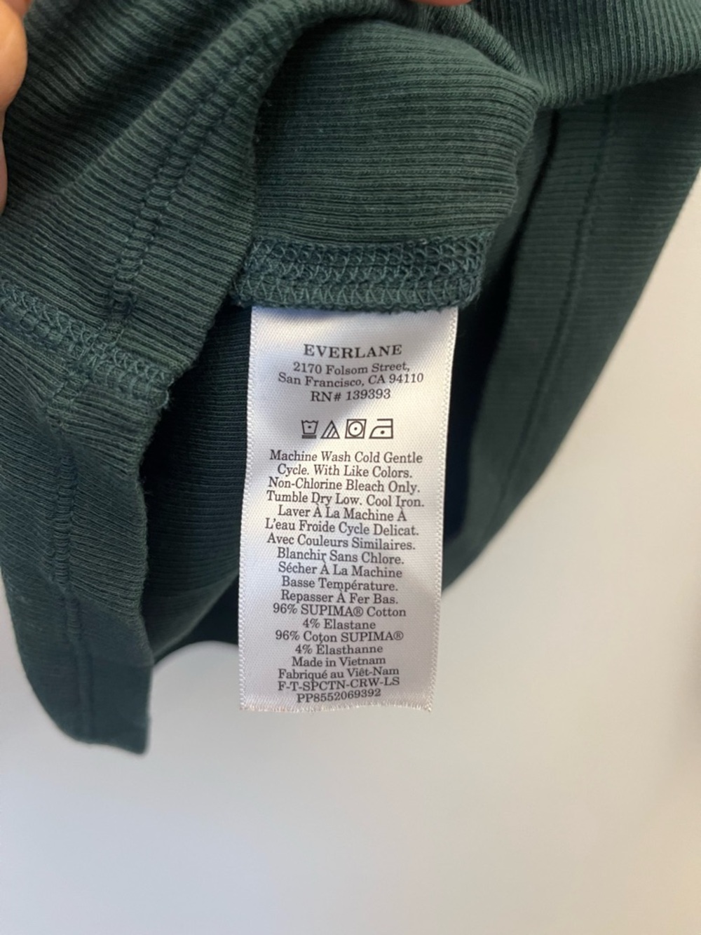 Everlane The Luxe Rib Long-Sleeve Crew - Scarab Small - Picture 5 of 6